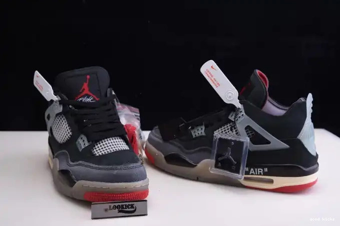 Cheap Off White x Air Jordan 4 Bred Retro CV9388-001 0507